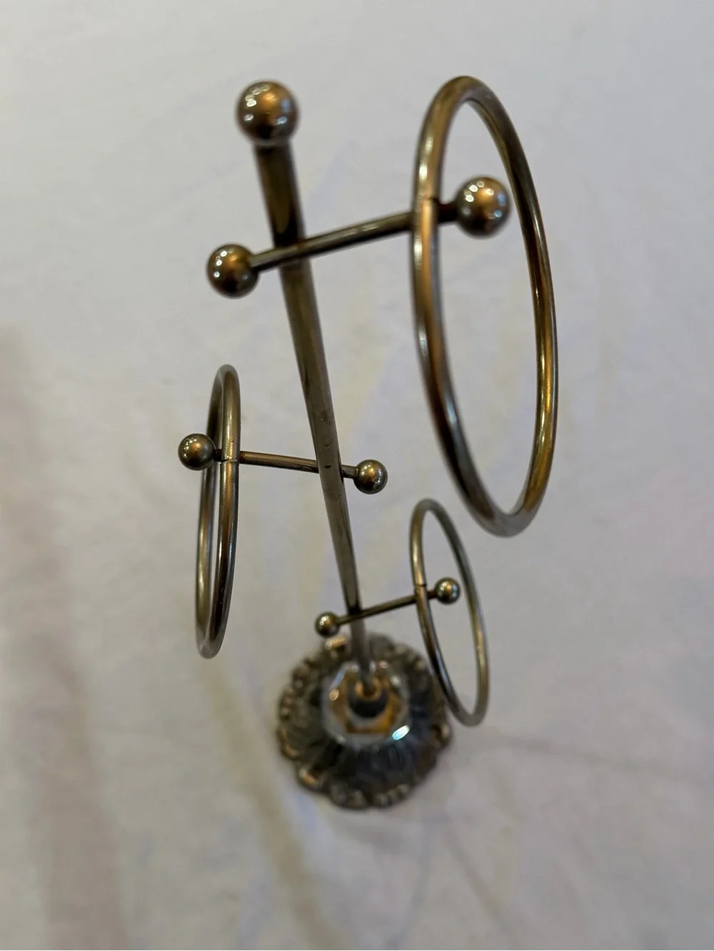 Hollywood Regency Style 3 Ring Towel Stand with Crystal Accent